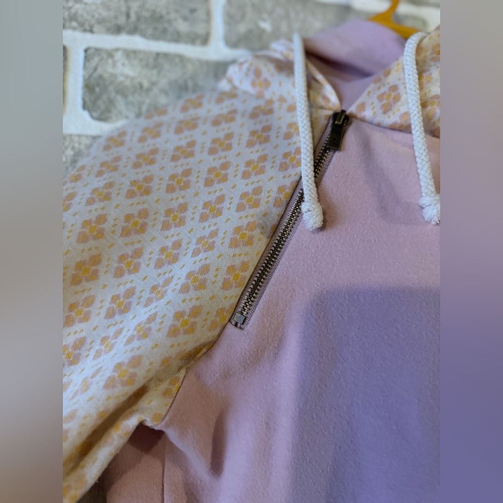 AMPERSAND AVE Pink and Cream Hooded Pullover Sweater - Picture 3 of 7